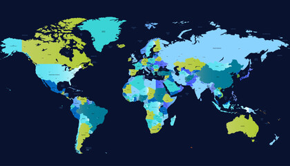 Fototapeta premium World map. Color modern vector map. Silhouette map
