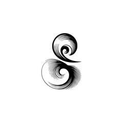 Abstract Black Swirls on White: Elegant Vector Design