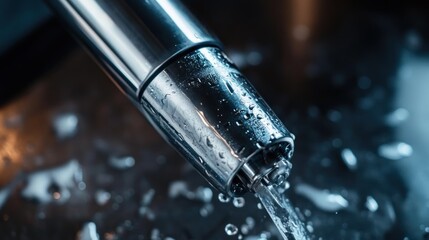 Close-up of water stream from faucet