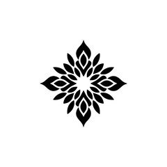 Geometric Floral Mandala Black and White Graphic Design