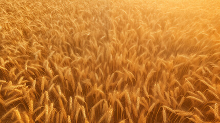 A wheat field at sunset.	
