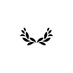 Minimalist Laurel Wreath Icon on White Background