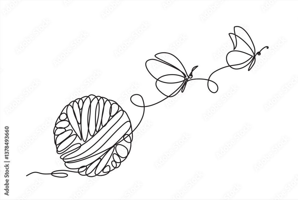 Poster chaos and butterfly, abstract minimalist concept. metaphor of disorganized difficult problem found s