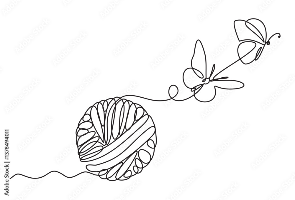 Poster chaos and butterfly, abstract minimalist concept. metaphor of disorganized difficult problem found s