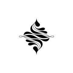 Abstract Black and White Symmetric Floral Design