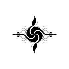 Black & White Swirl Symmetry Floral Ornament Design