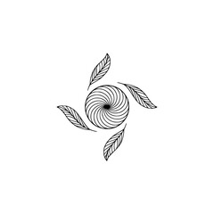 Minimalist Line Art: Swirling Spiral & Feather Elements on Beige Background