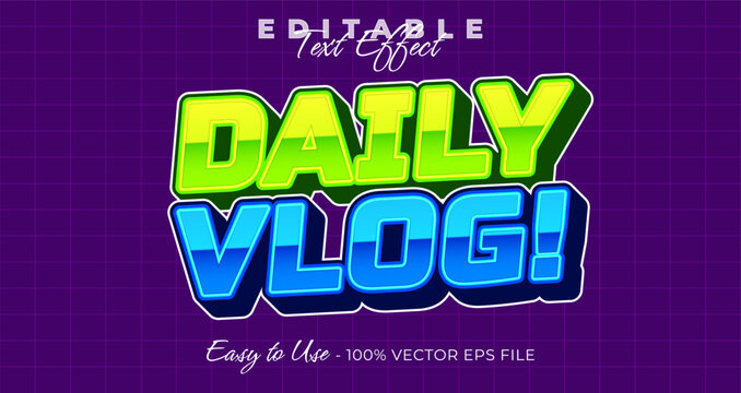 daily vlog Editable Text Effect, Font Style on graphic style