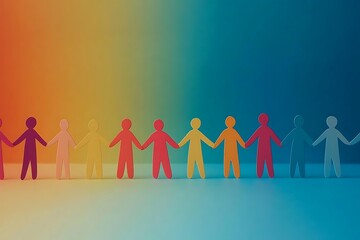 Colorful People Holding Hands Teamwork Illustration Background