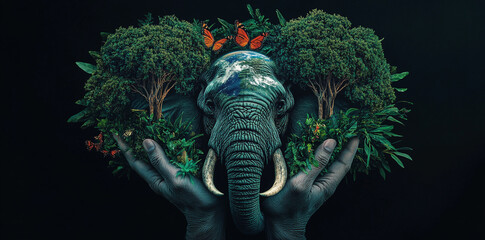 Elephant Earth Day Protecting Nature's Wildlife and Our Planet