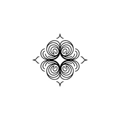 Minimalist Floral Ornament in Black and White
