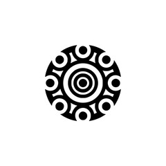 Geometric Mandala: Black and White Circular Pattern on Cream Background