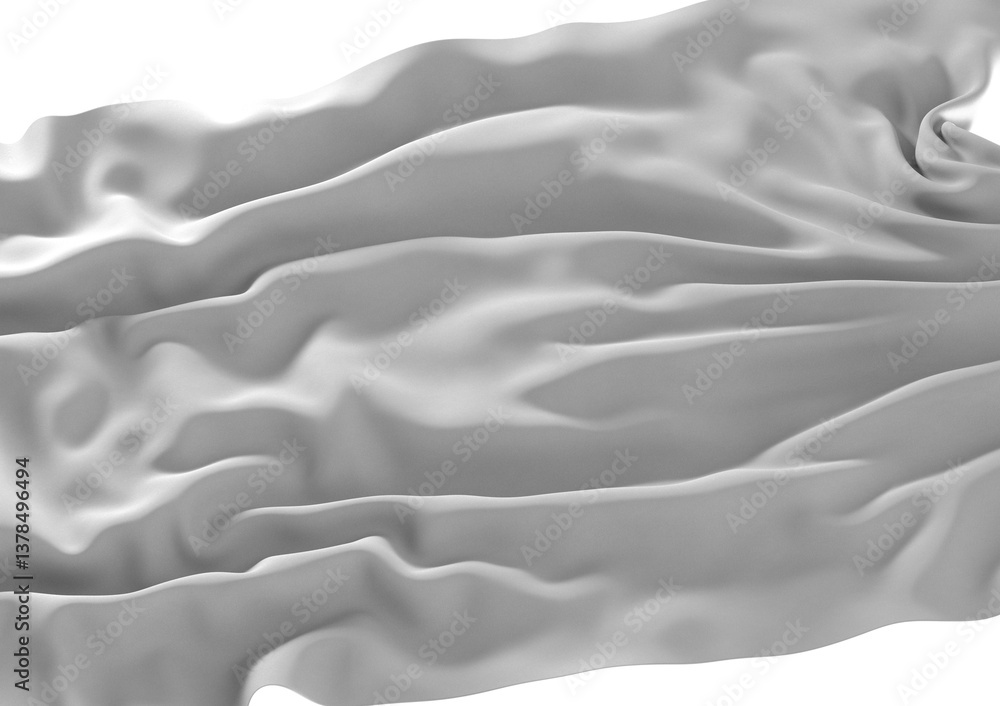 Poster A close-up shot of a white fabric with soft folds and wrinkles, creating a smooth and elegant texture