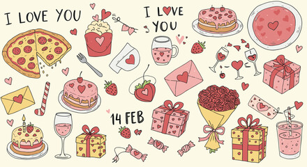 Happy Valentine's Day! Romantic food and gifts.