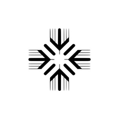 Minimalist Cross-Shape Logo with Shadow Effect on White Background