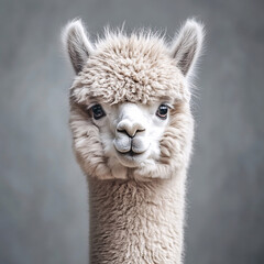 Charming alpaca profile on minimalist background