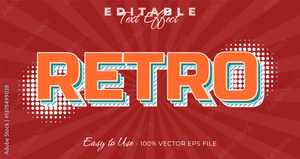 Poster retro editable text effect, font style on graphic style