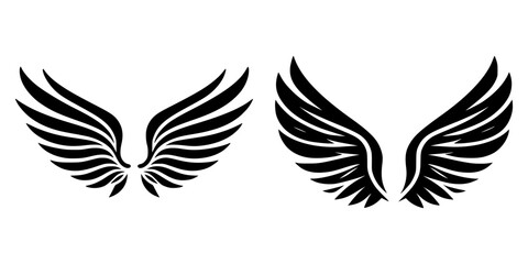 Obraz premium Majestic Black Silhouette of Symmetrical Wings Symbolizing Flight and Freedom