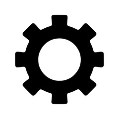 Black Gear Icon Silhouette with Eight Teeth