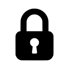 Secure Black Padlock Icon Silhouette