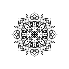 Intricate Floral Mandala Design in Black & White, Isolated