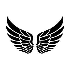 Obraz premium Majestic Black Silhouette of Symmetrical Wings Symbolizing Flight and Freedom