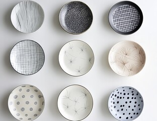 A collection of minimalist plates with delicate floral motifs