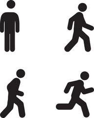 Man stands, walk and run icon set . People symbol .