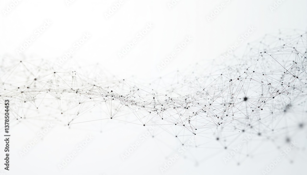 Poster abstract tech network. connecting dots and plexus lines on white background. geometric mesh represen
