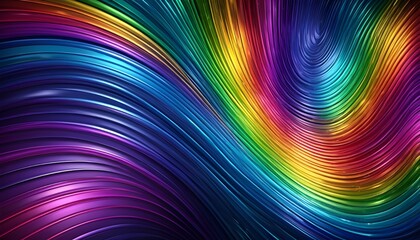 Obraz premium A vibrant array of colors flows in curved, parallel lines, creating a mesmerizing and dynamic visual texture.