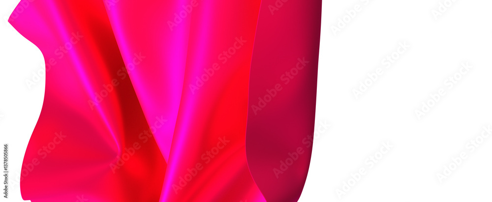 Poster a splash of vibrant red silk against a white background the fabric flows and dances in the air