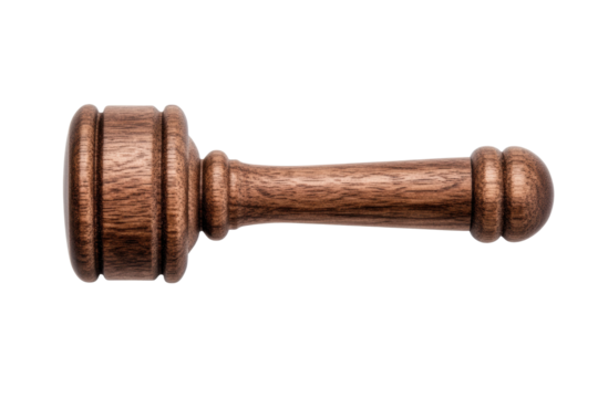 Wooden judges gavel isolated on black background, cut out