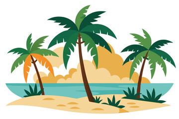 Obraz premium Tropical beach with coconut palm trees and sea background