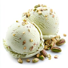 Two pistachio ice cream scoops topped with pistachios (1)