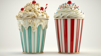 Whimsical Pixel Art Milkshakes with Popcorn and Sprinkles