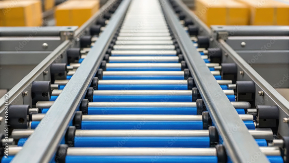 Poster efficient process and engineering are essential in modern logistics as seen in this conveyor system 