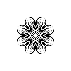 Ornamental Black & White Mandala Design on White Background