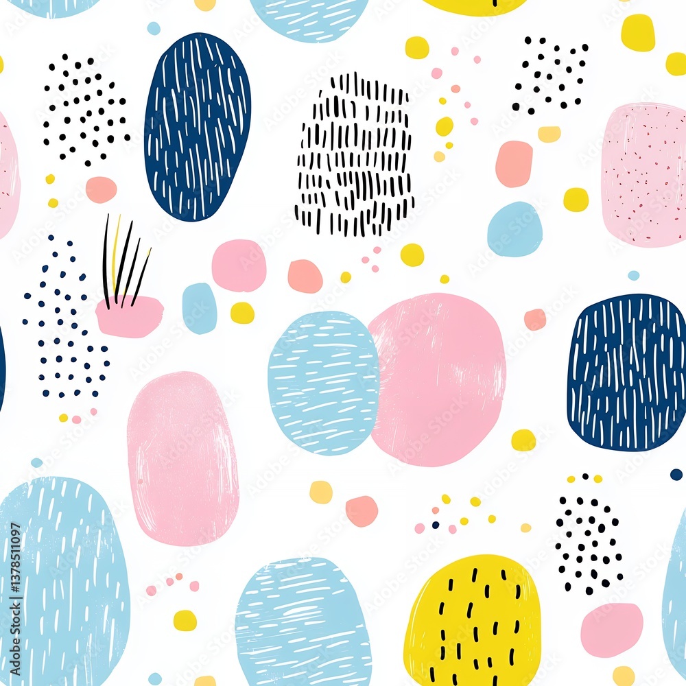 Poster abstract seamless pattern with pastel circles and dots