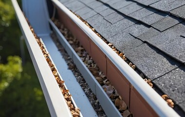 Obraz premium A close-up of a rain gutter with water flowing through it