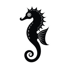 Seahorse silhouette vector art design.
