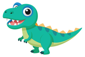 Cartoonish Dinosaur with Big Eyes and Spikes on Transparent Background