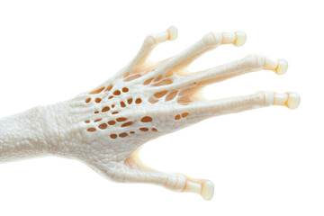 Obraz premium Close-up of pale gecko's webbed foot with translucent skin and unique patterns, cut out
