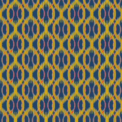 Seamless Ikat pattern, Abstract Ethnic art, blue, green, brown backgrounds, a rich texture and woven design, for fabric and textiles, carpet, cover, wallpaper, wrapping