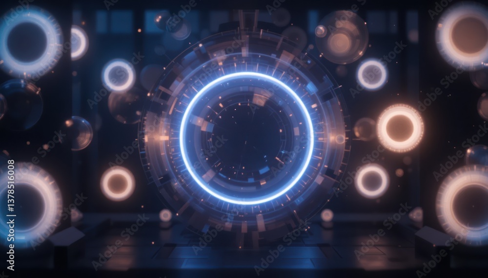 Poster dynamic light show virtual space digital art futuristic environment close-up view abstract concept