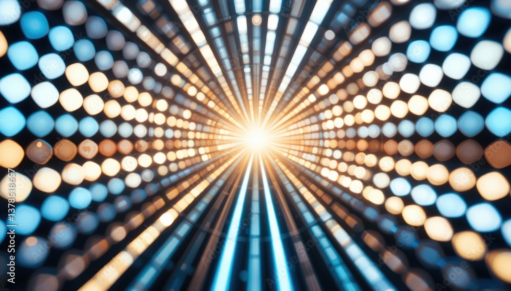 Poster dynamic light patterns showcase abstract space digital art vibrant environment perspective view ener