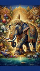 Fototapeta premium Majestic Elephant Surrounded by Vibrant Nature
