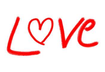 Fototapeta premium hand drawing love text with red brush stock 