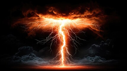 Electric red light beams radiating through deep black shadows, abstract energy concept