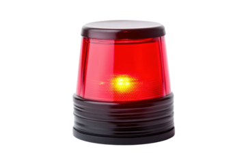 Red emergency alert light with black base, cut out