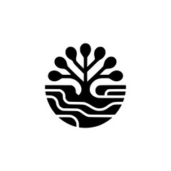 Fototapeta premium Minimalist Black and White Tree and Water Logo Design
